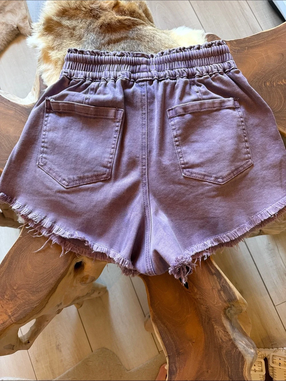 High-Rise Lavender Drawstring Women's Shorts